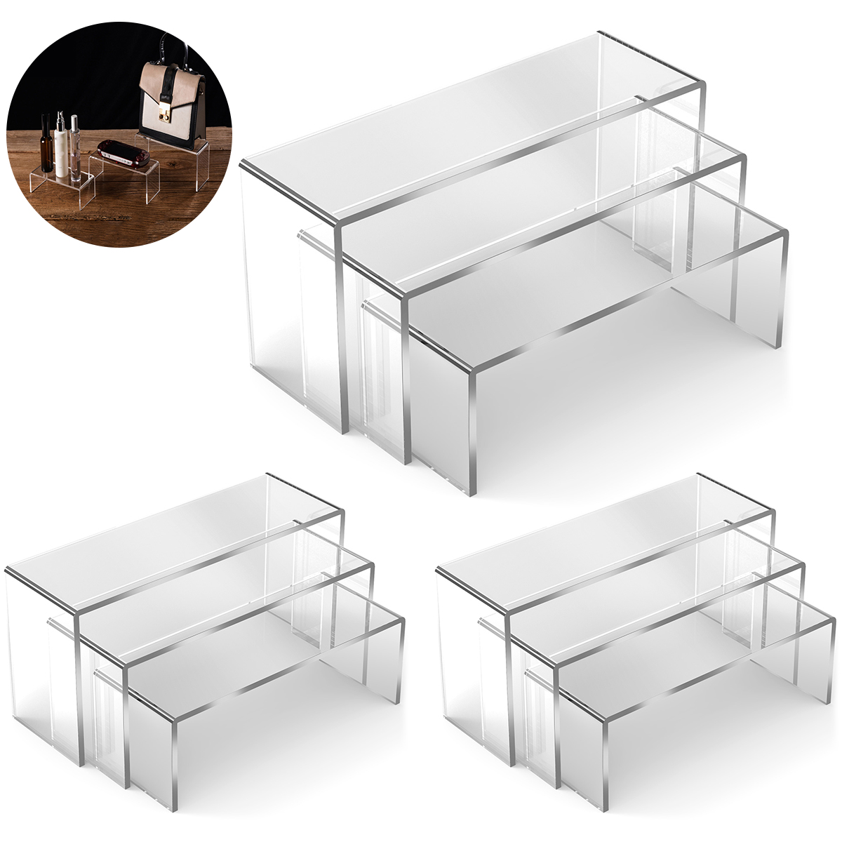 3/6/9Pcs Acrylic Display Stand - đánh giá và giá Display Risers Set